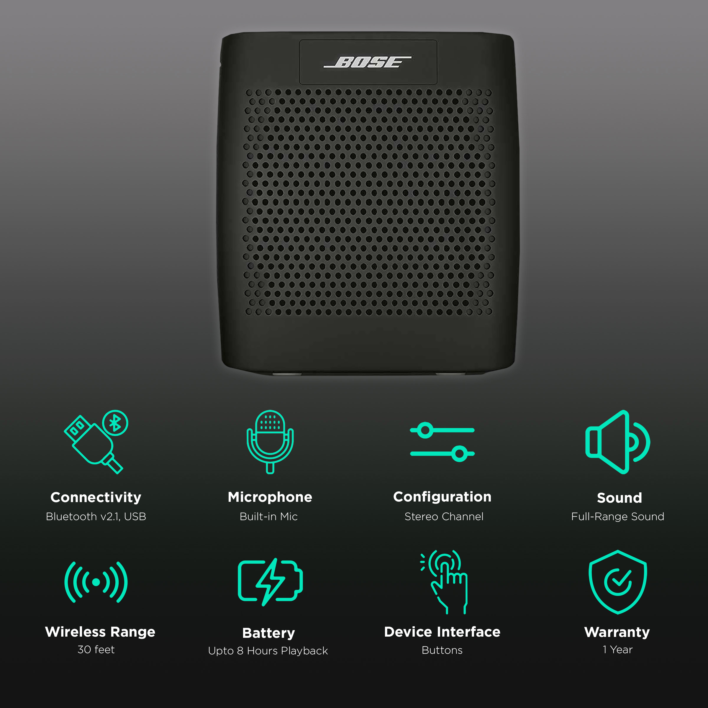 BOSE SoundLink Color Portable Bluetooth Speaker Clear Sound Mono Speaker Black